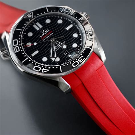 omega seamaster red rubber strap